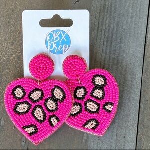 Pink Heart Beaded Earrings